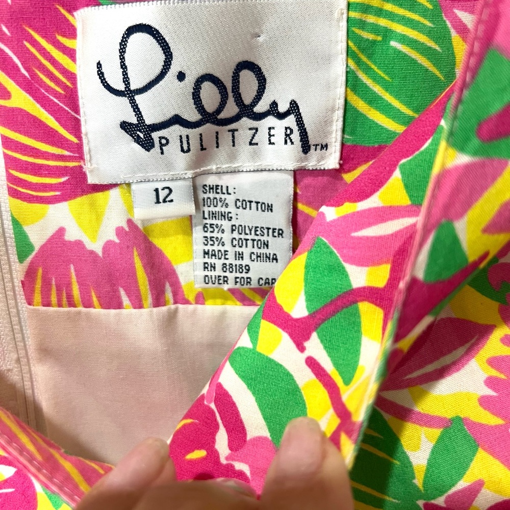 Lilly Pulitzer Vintage Mini Dress Tulip Print Sleeveless Cotton SZ 12 EUC - Picture 2 of 11